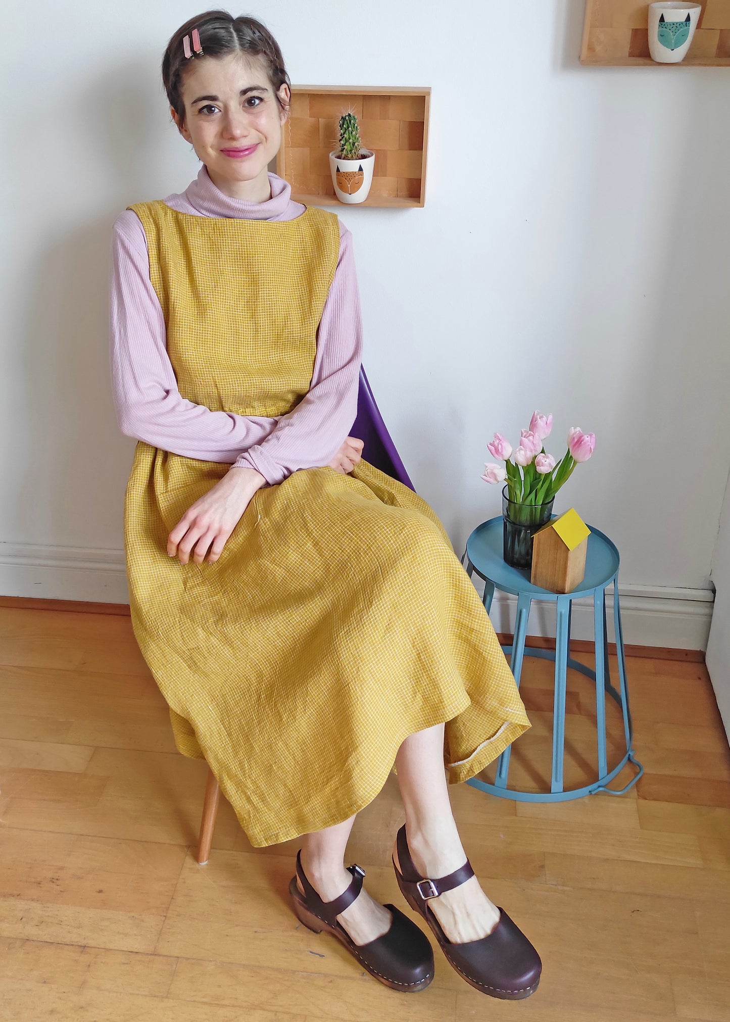 Apricot Pinafore Dress version seated version CocoWawa Crafts sewing pattern