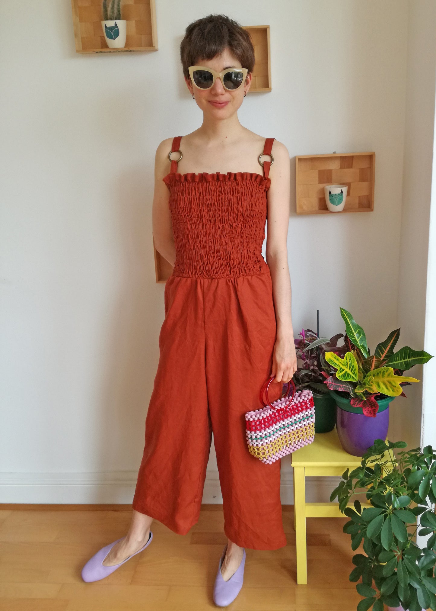 Raspberry sewing pattern jumpsuit shirring CocoWawa Crafts