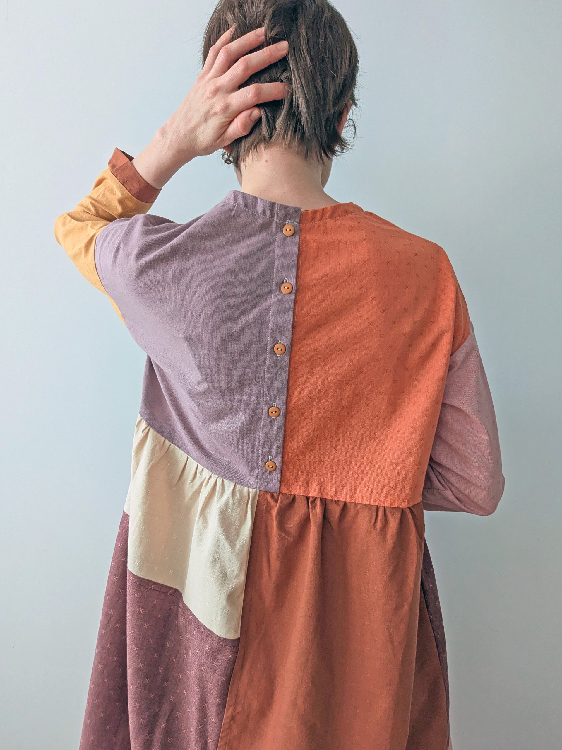 autumn patchwork dress a line Gentle Autumn Patchwork Dress – Kulta Boutique main image 0