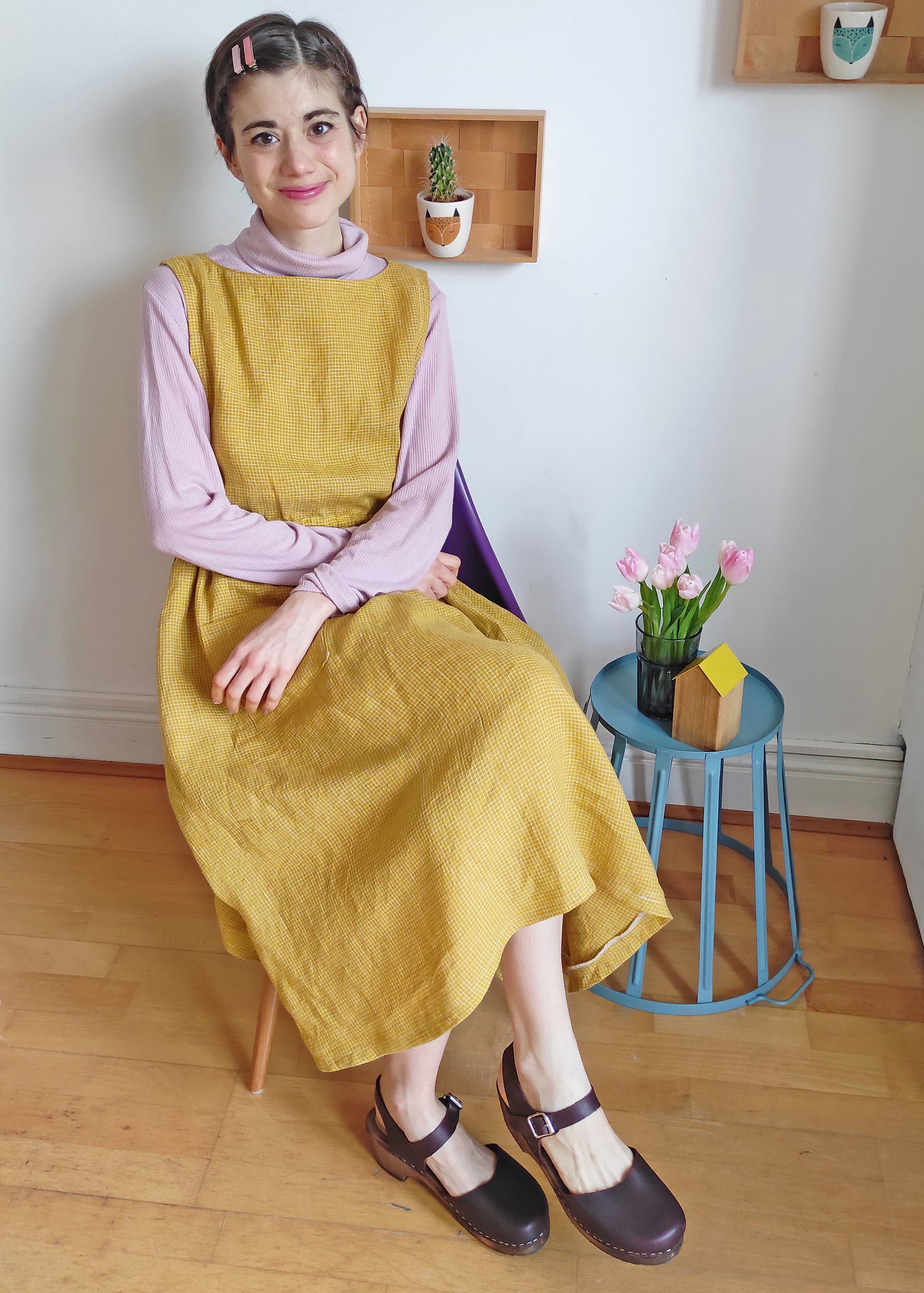 Apricot Pinafore Dress version seated version CocoWawa Crafts sewing pattern