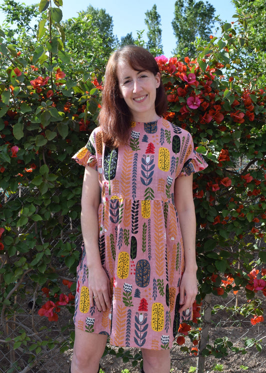 Barbara Plum Dress babydoll sewing pattern CocoWawa Crafts front view