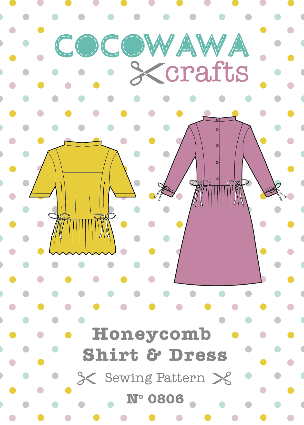 Honeycomb Shirt Dress sewing pattern Front Cover CocoWawa Crafts