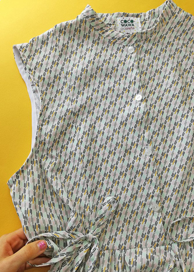 Honeycomb dress sewing pattern detail bodice bows CocoWawa Crafts
