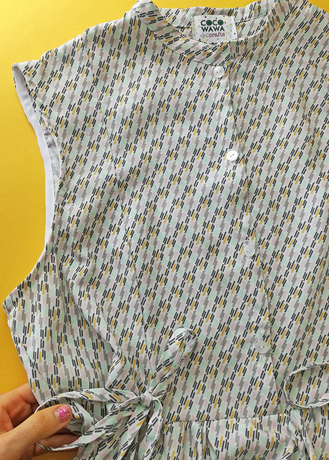 Honeycomb dress sewing pattern detail bodice bows CocoWawa Crafts