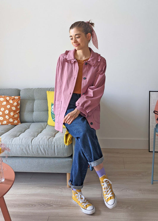 Nutmeg Jacket sewing pattern sitting view