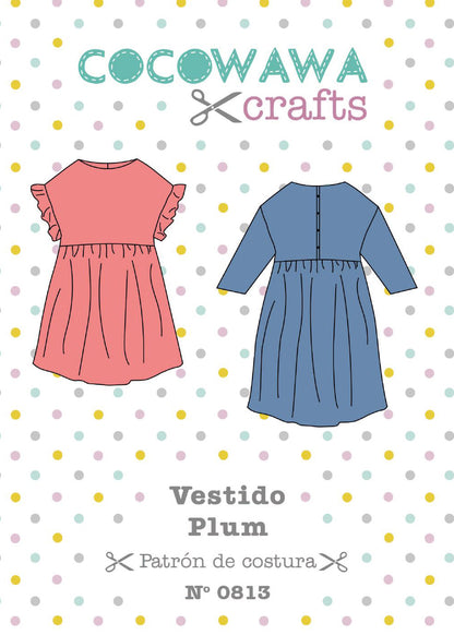Portada Plum Dress patron de costura CocoWawa Crafts